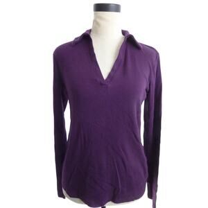 Banana Republic Sweater Polo V neck Long Sleeve Purple Size M